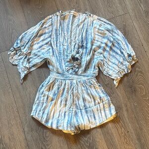 Blue and White Striped Womens romper